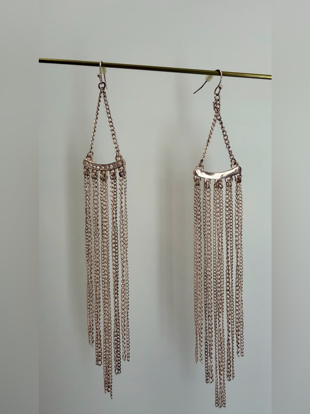 Rose Gold Chain Fringe Dangle Earrings - Women Jewelry